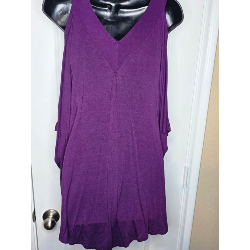 Funfash Purple Cold-Shoulder Embellished Tunic View 3